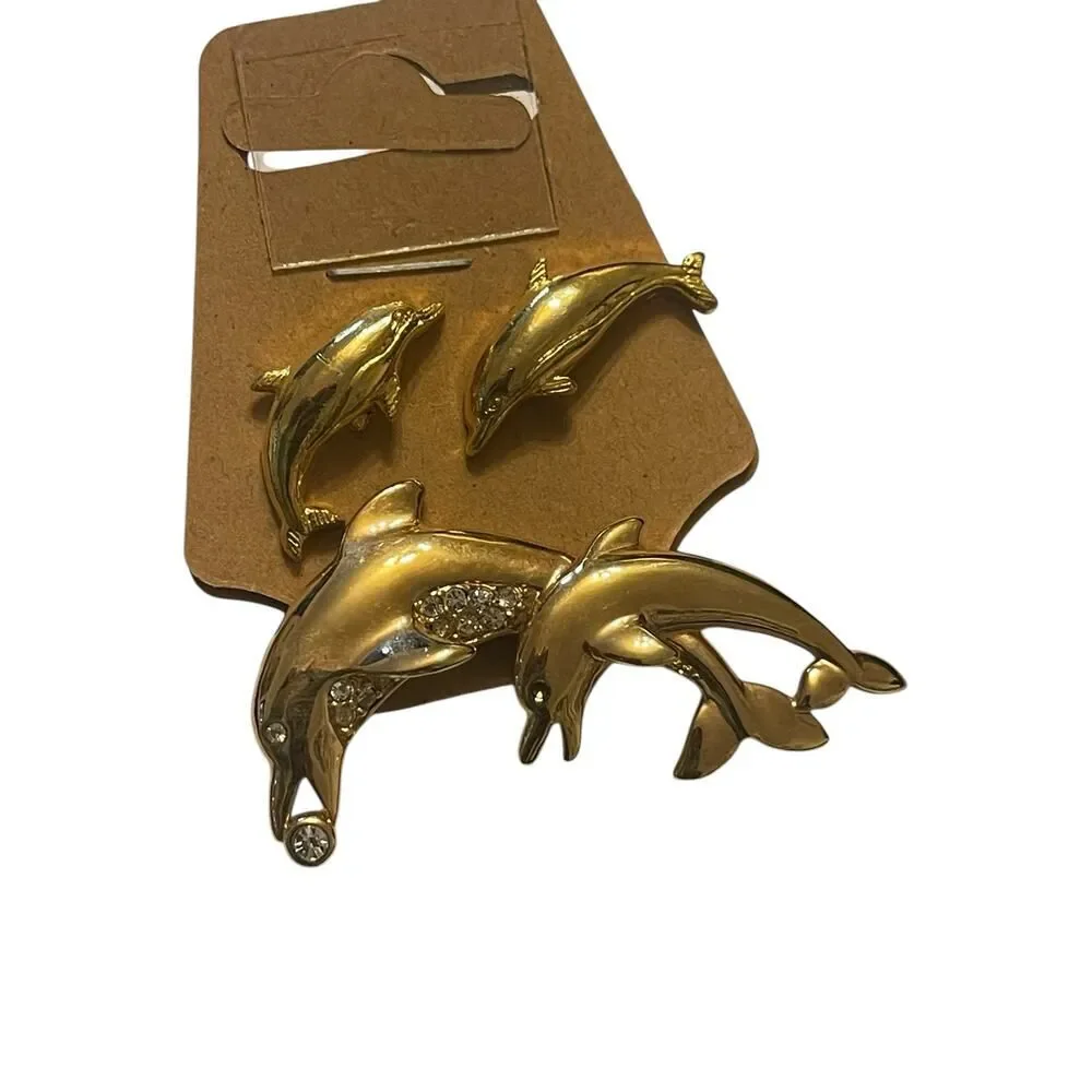 Cute set of dolphin pins and brooch